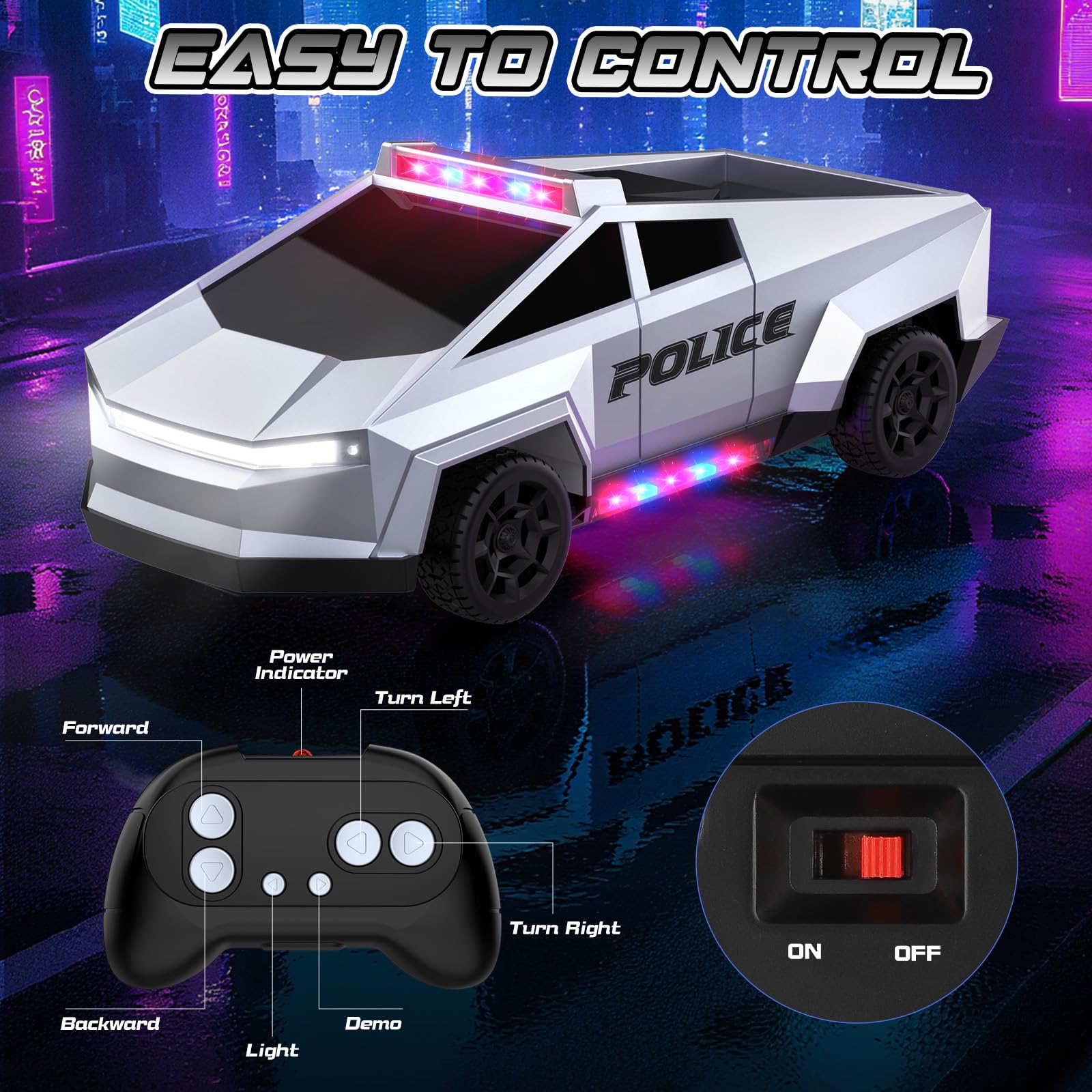 Ovaasy 1:24 RC car light detail highlighting LED accents