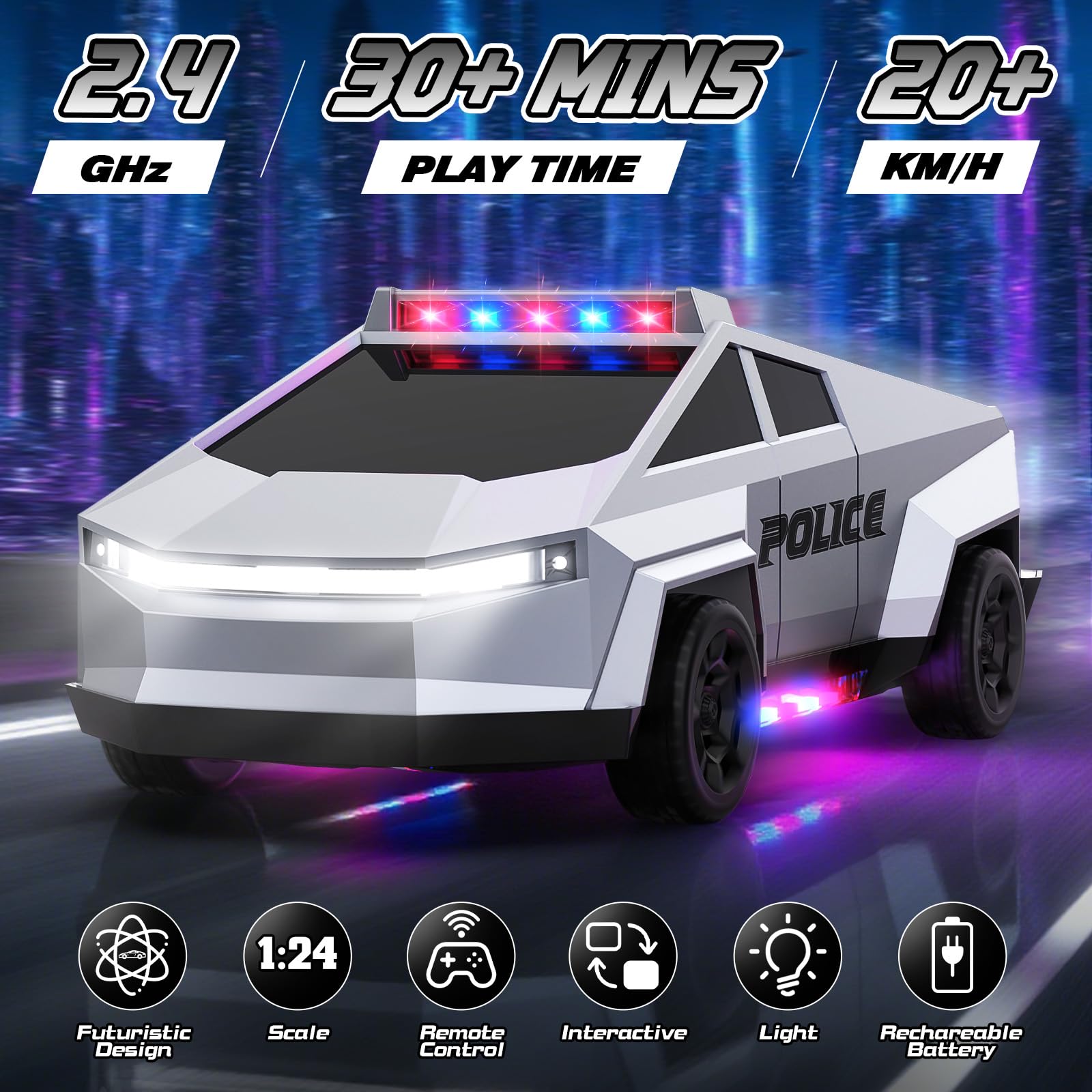 Ovaasy 1:24 RC car remote control with 2.4GHz for multiplayer racing