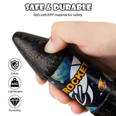 Ovaasy Rocket Launcher blue recharge setup emphasizes USB charging for eco-friendly use.