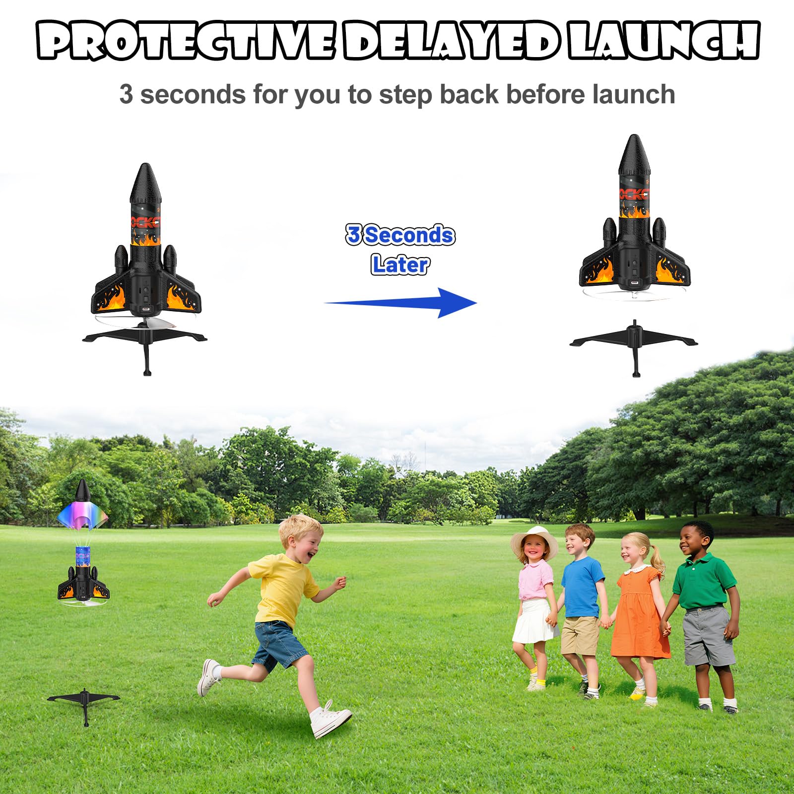 Ovaasy Rocket Launcher LED indicator enhances tracking in low light.