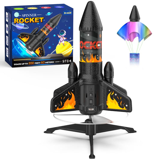 Ovaasy Rocket Launcher orange front view promoting safe outdoor play.