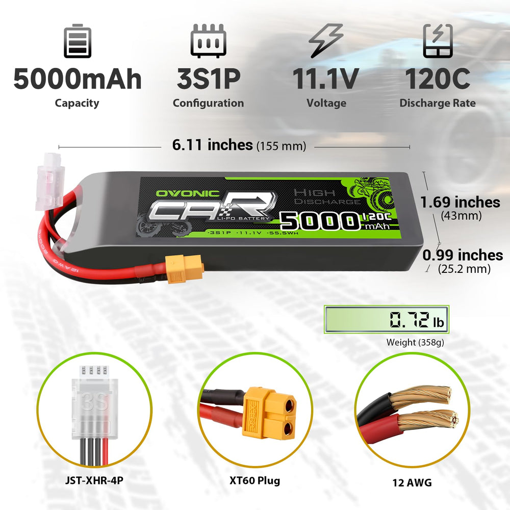 OVONIC two-pack RC battery bundle in compact case for convenient setups