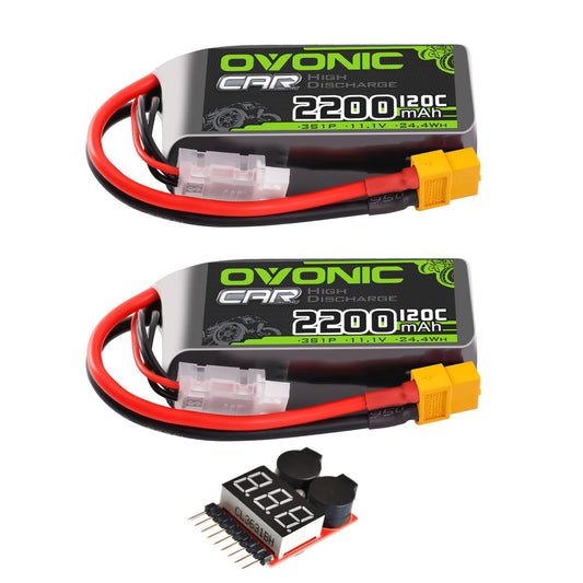 OVONIC 3S short LiPo battery with XT60 plug for high-drain RC applications