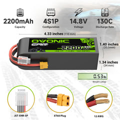 OVONIC 4S battery side view showing compact, lightweight design for easy mounting.