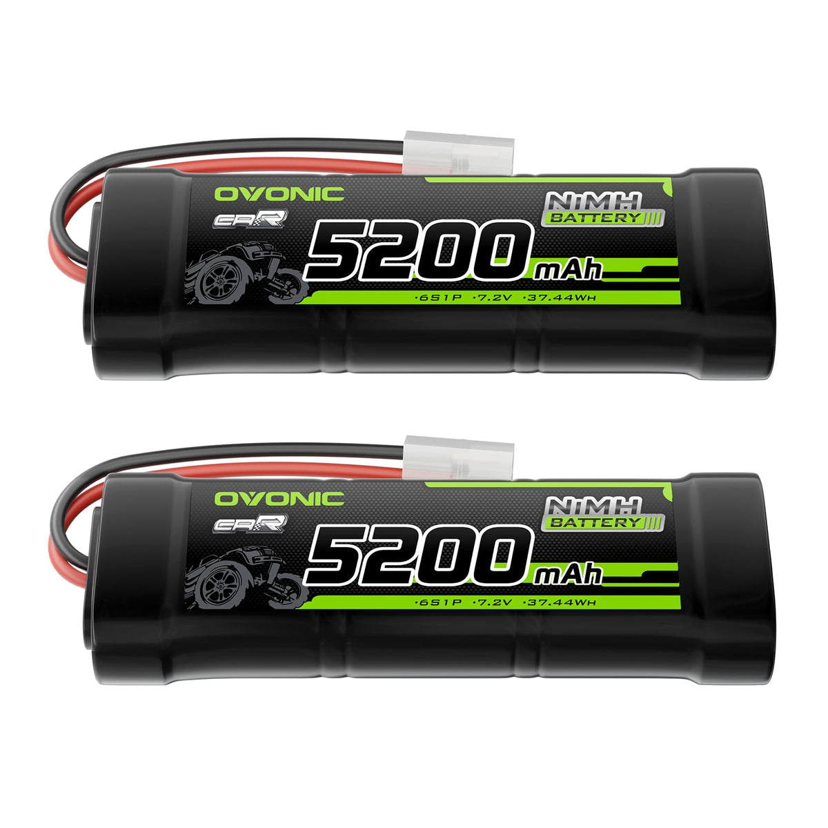 OVONIC 7.2V NiMH battery with TMY connector for RC cars and planes.