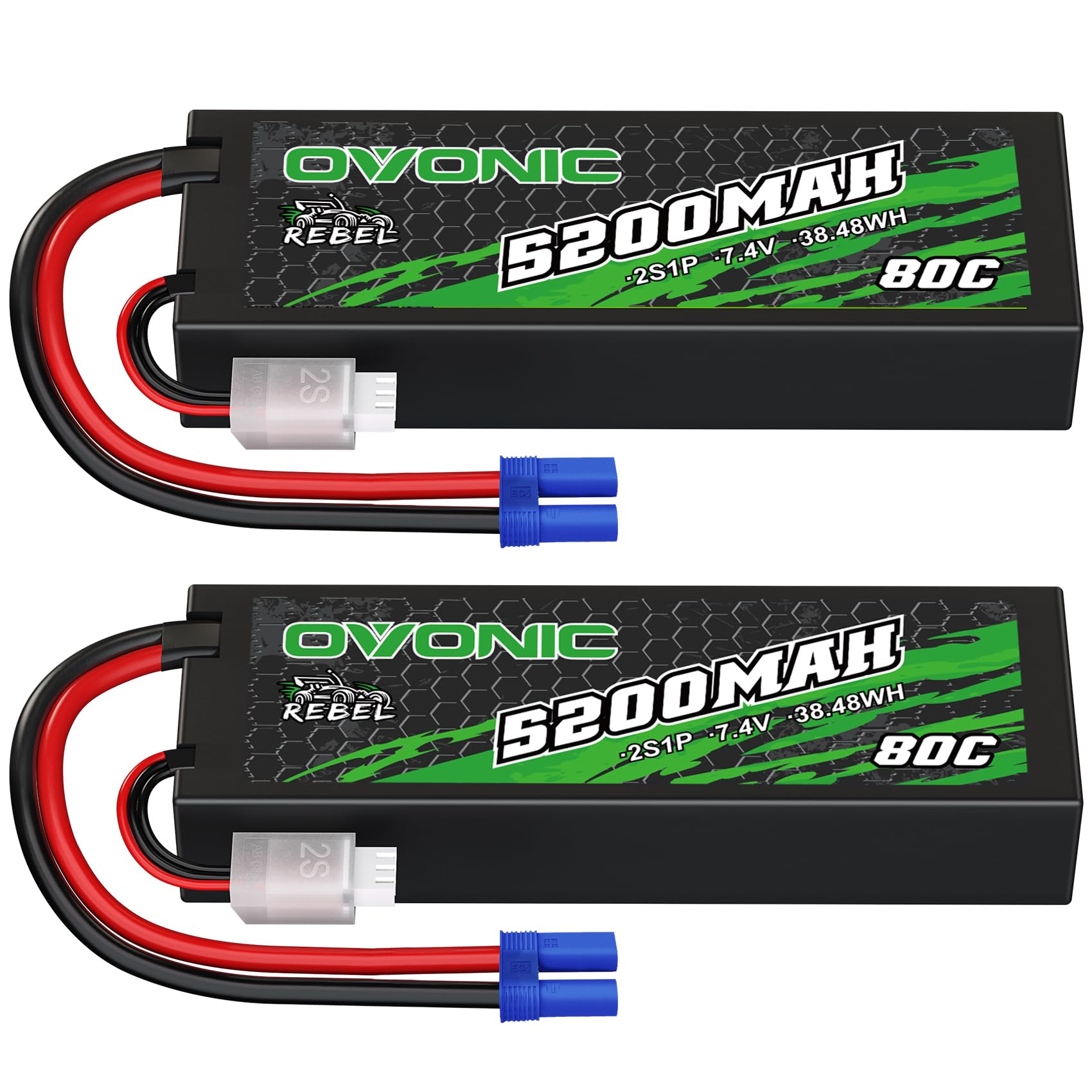 OVONIC 80C 2S battery with EC5 connector for high-power RC runs