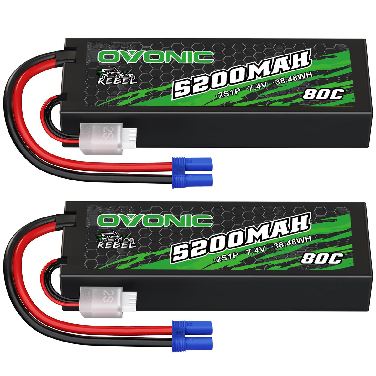 OVONIC 80C 2S battery with EC5 connector for high-power RC runs