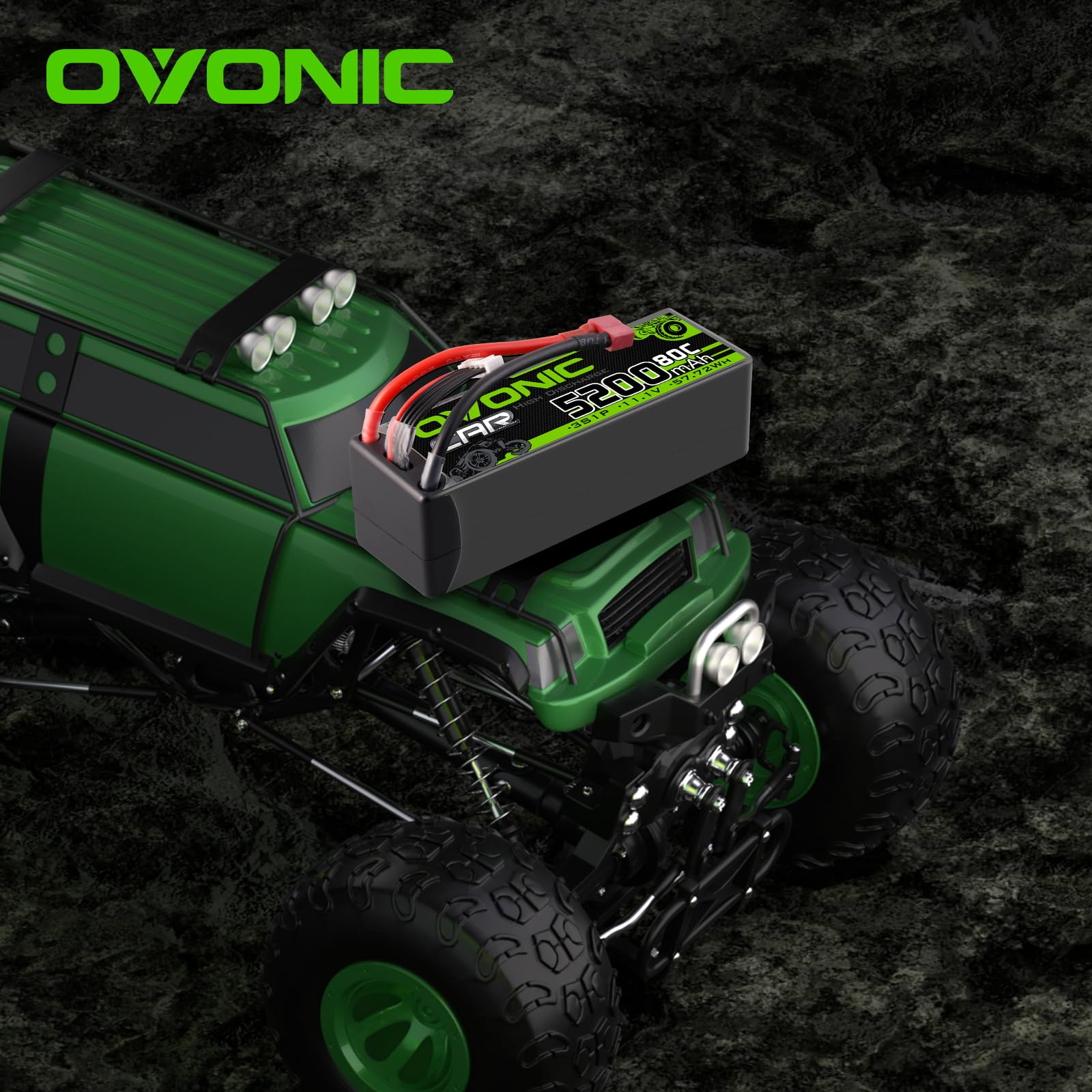 OVONIC two-pack battery set for extended RC sessions.