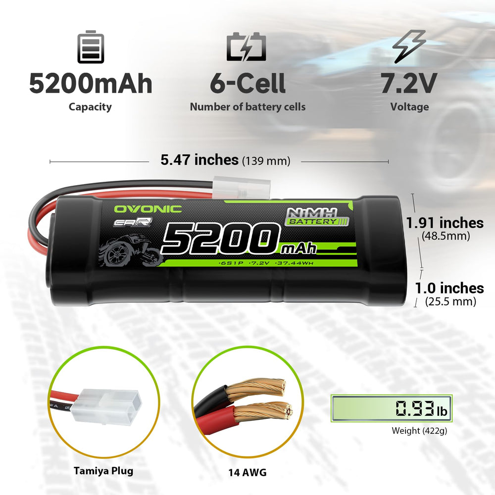 OVONIC RC battery dimensions and weight for proper fit.