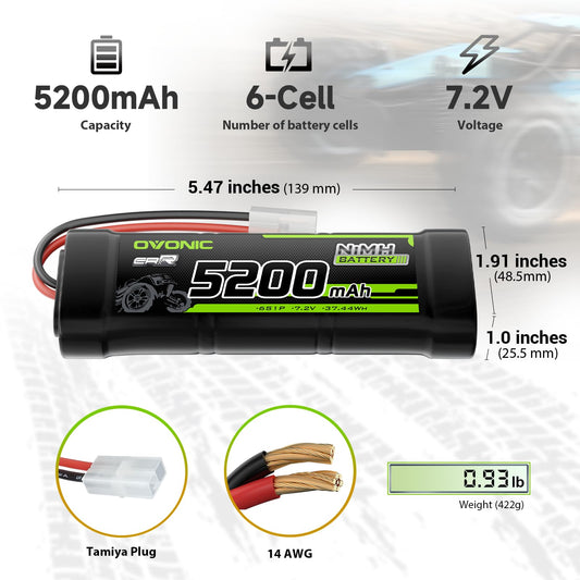 OVONIC RC battery dimensions and weight for proper fit.