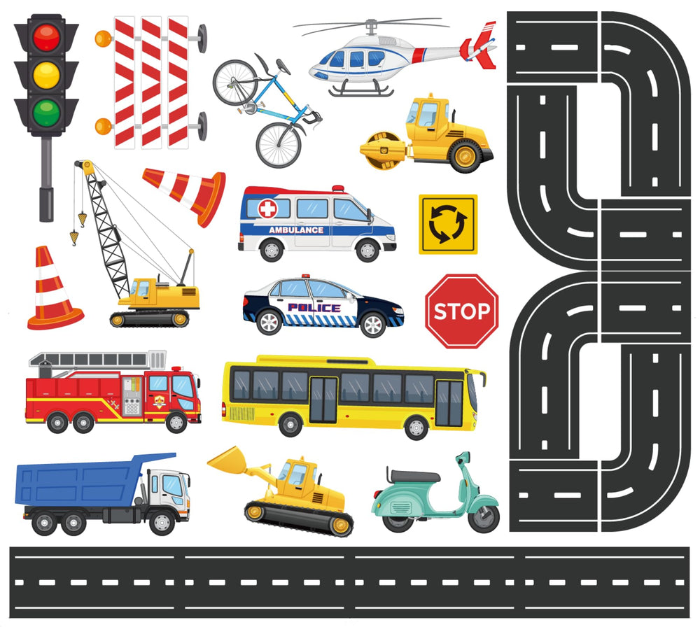 OWMYOWL foam bath toys vehicles stickers cling to wet walls for imaginative play