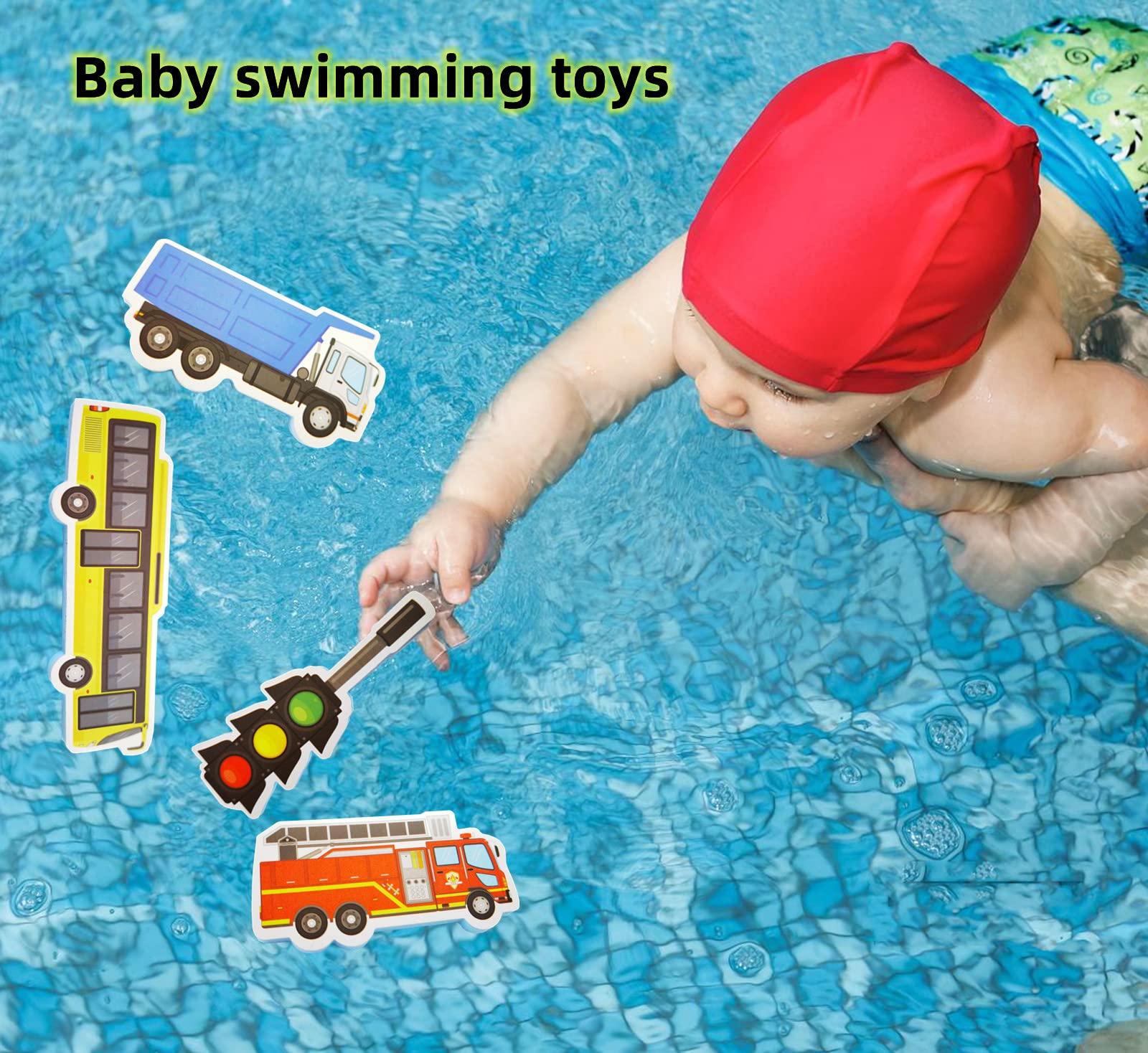 OWMYOWL toddler bath activity set supports imaginative vehicle scenes