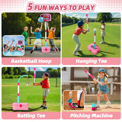 OWNONE pink hoop with adjustable height supports growing shooting skills