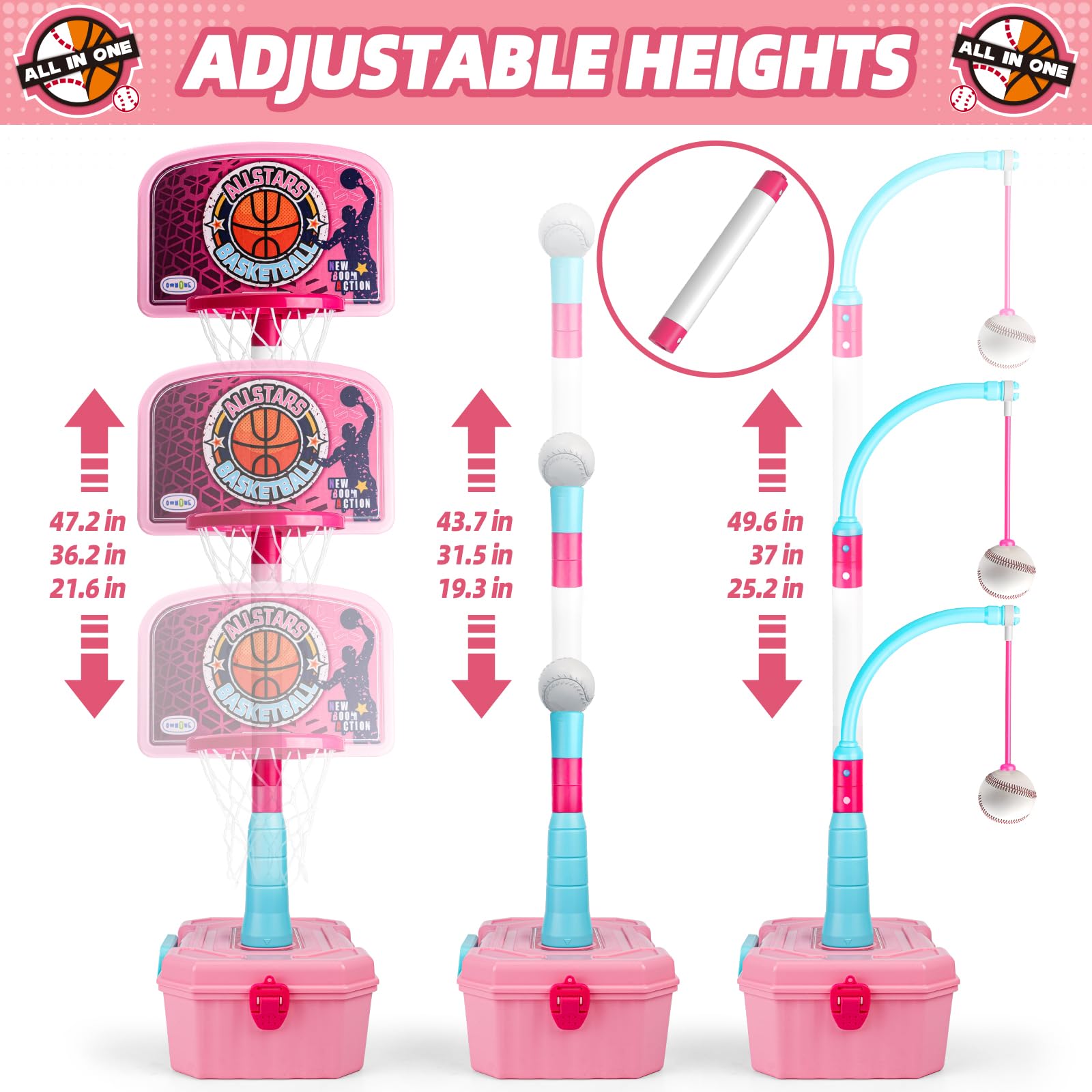 OWNONE T-ball stand shows adjustable tee for versatile batting drills