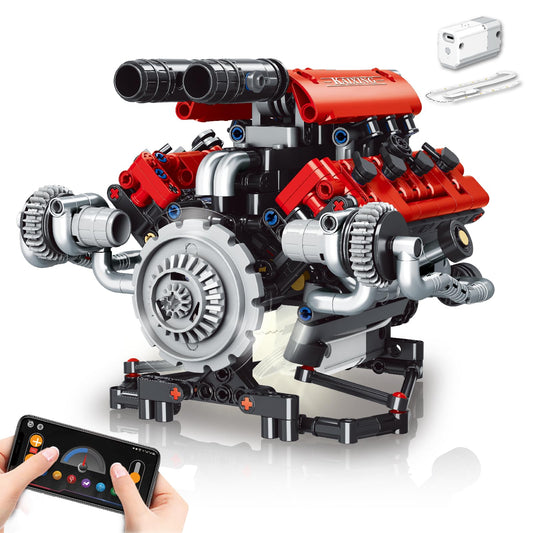OWNONE V8 engine block with piston movement for immersive hands-on learning.