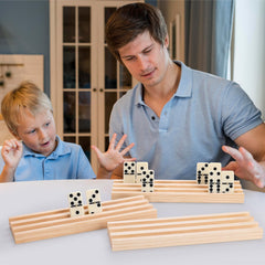 OZFRHO durable racks help keep dominoes organized during play.