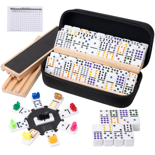 OZFRHO Mexican Train Dominoes tiles 91 pieces for versatile family games.