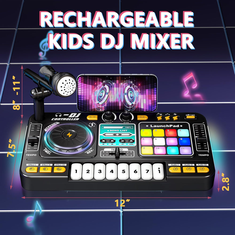 OZMI Kids DJ Compact Design fits on tabletops for home use.
