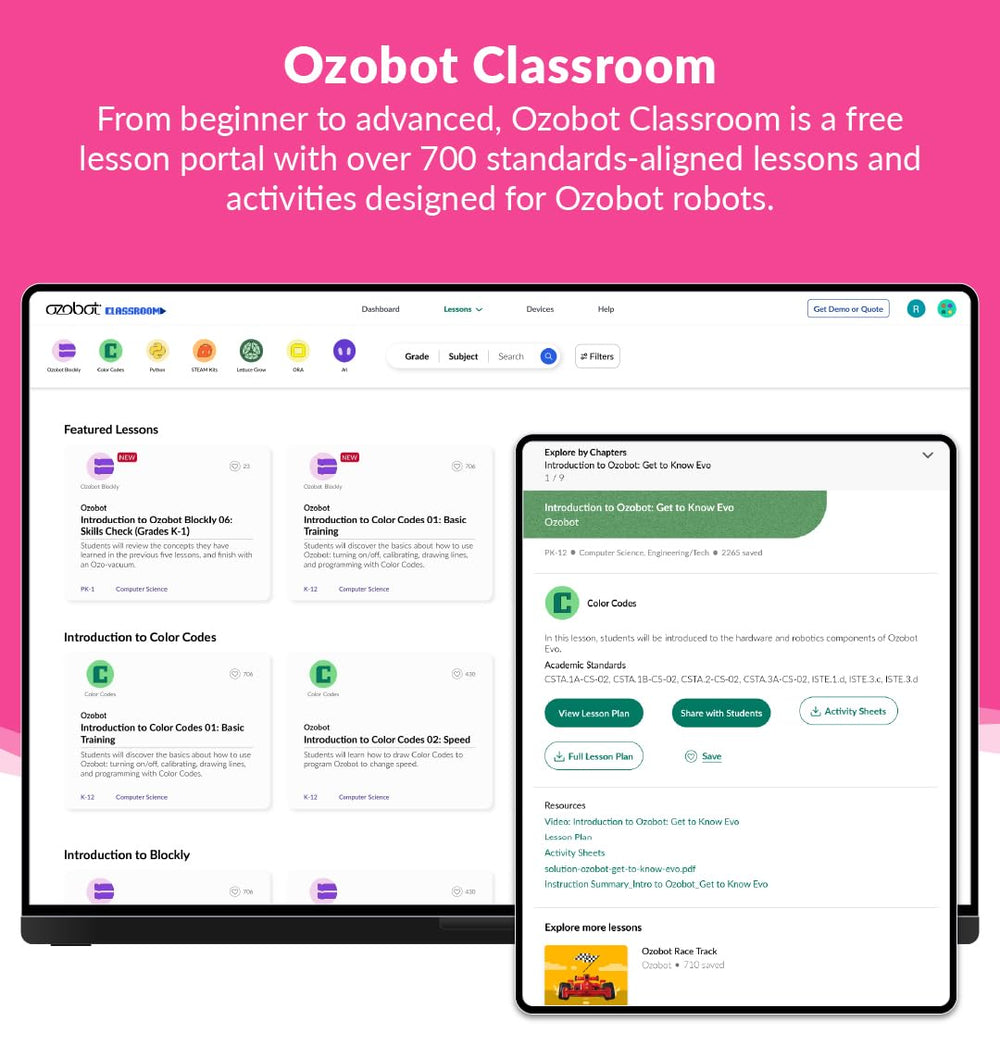 Expandable Ozobot kit with optional add-ons for extended activities