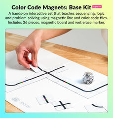Ozobot magnetic marker used with tiles for quick, reusable coding demonstrations