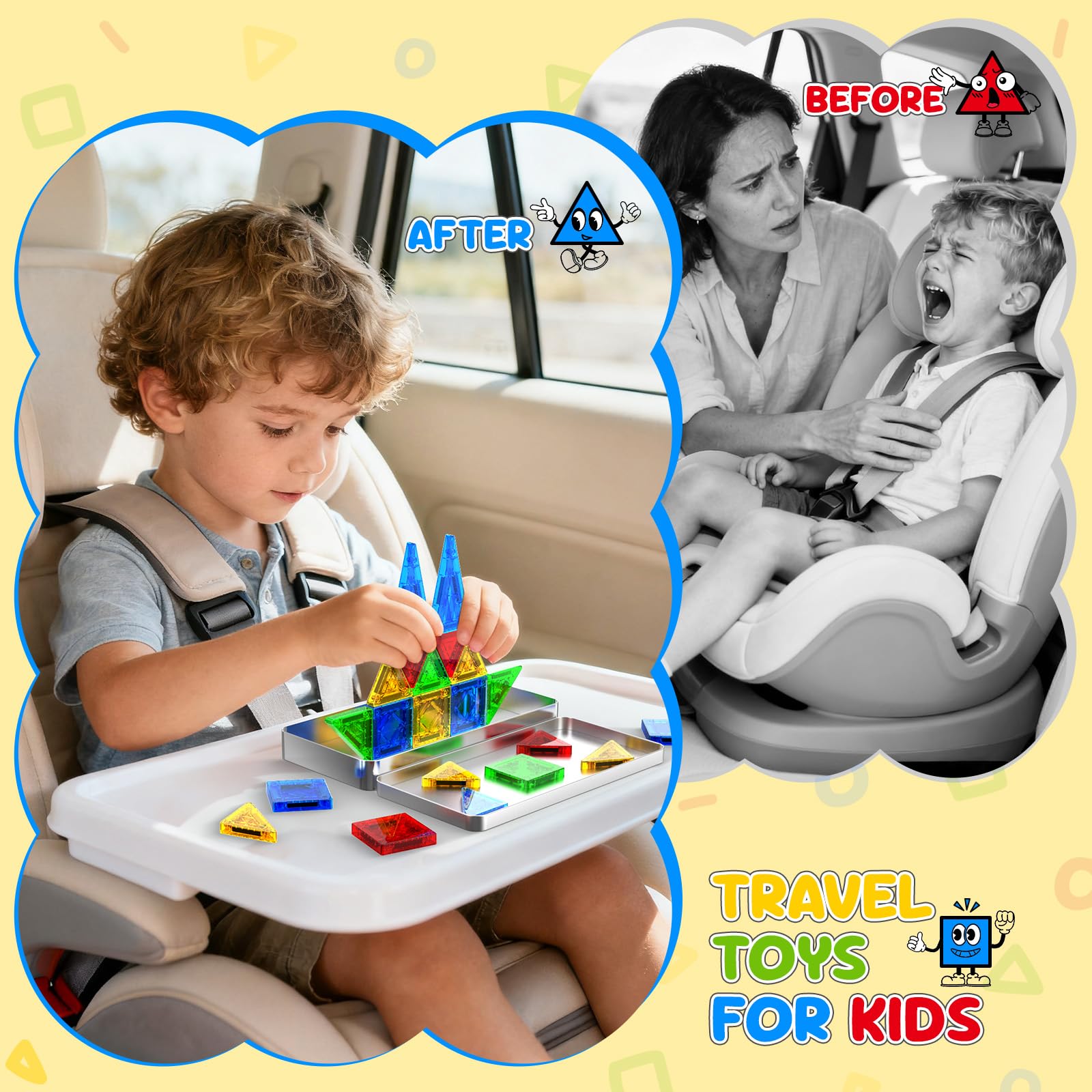 Paaxido 40-piece magnetic tiles set encourages creative building and problem solving.
