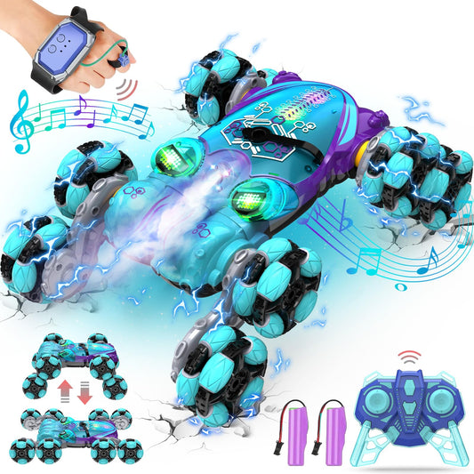 Paaxido 8WD gesture RC car shows 360° rotation for dynamic stunts.