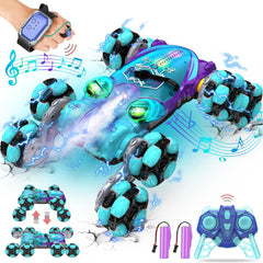 Paaxido 8WD gesture RC car shows 360° rotation for dynamic stunts.