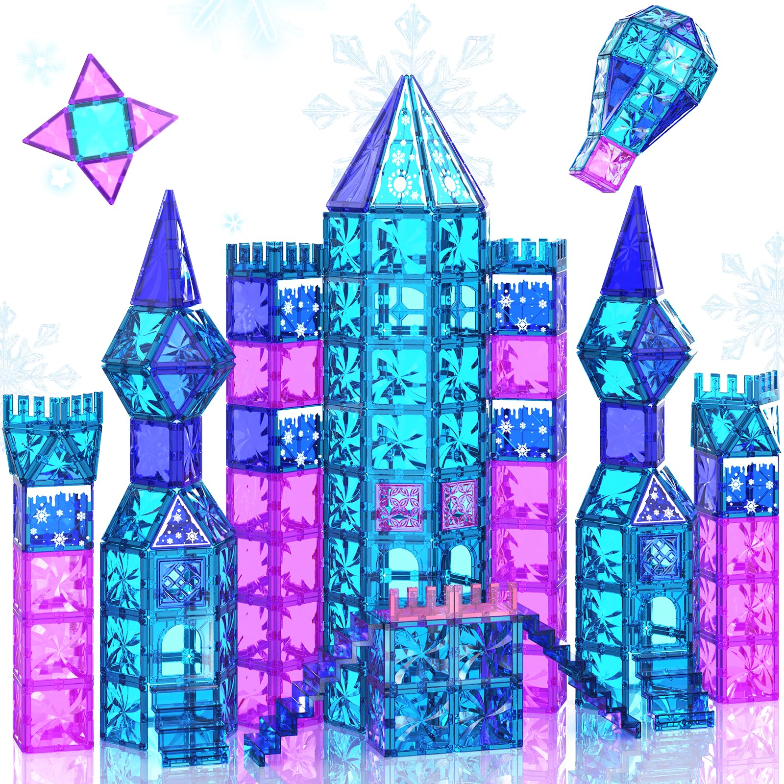 Paaxido Frozen Castle Tiles enable imaginative ice palace builds with durable magnets for sturdy structures.
