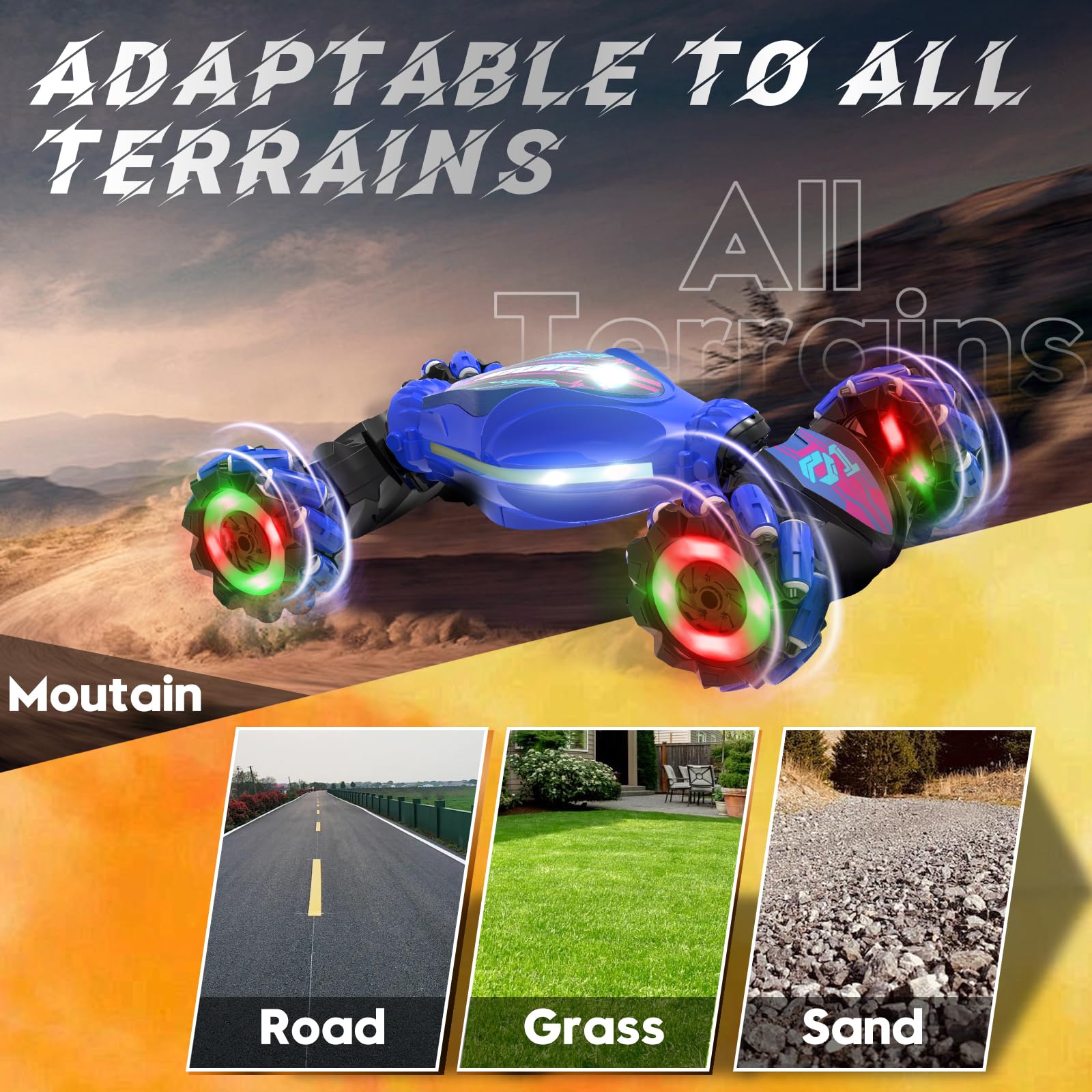 Paaxido Gesture RC Car plays upbeat music during maneuvers.