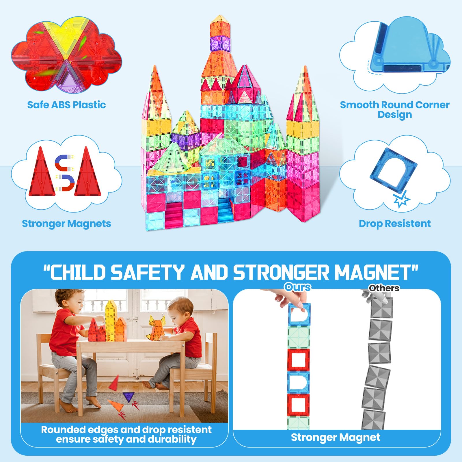 Paaxido magnetic tiles used for sensory and STEM play options.