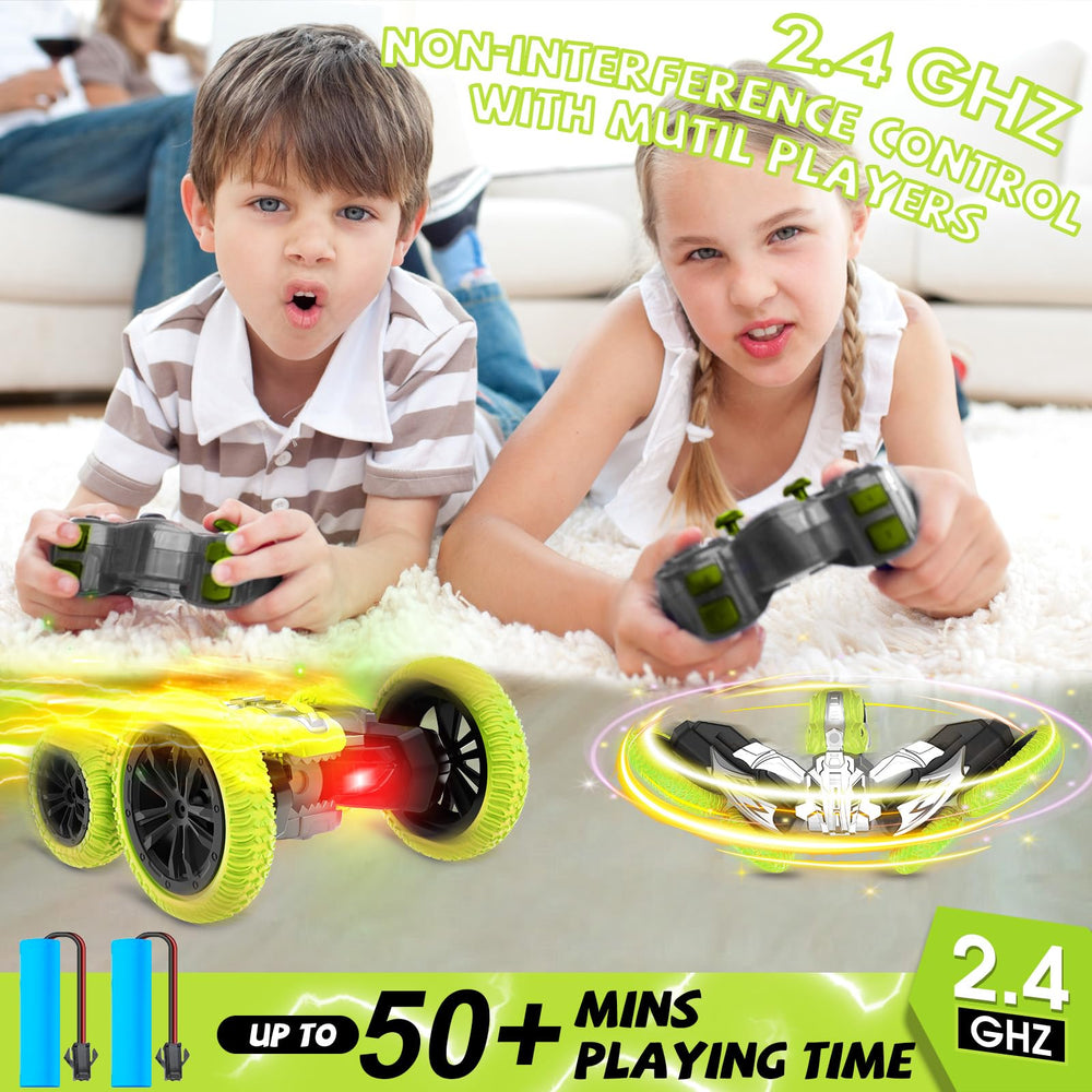 Paaxido RC stunt car performing 360 rotation during action play
