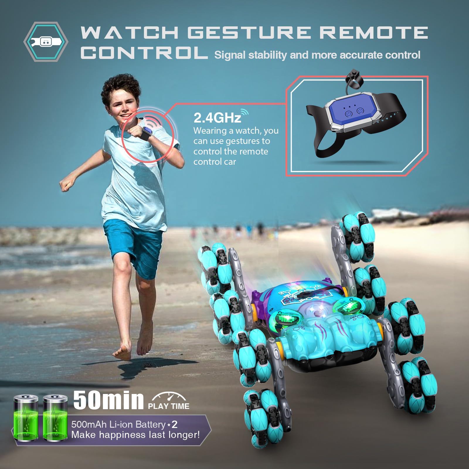 Paaxido remote and gesture control enable precise, interactive stunts.