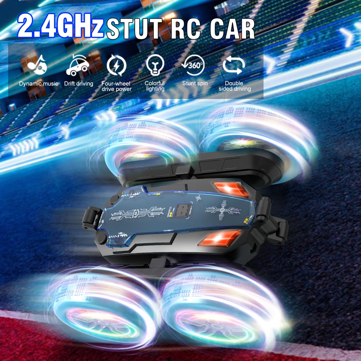 Paaxido RC car side view showing durable ABS body and crash-resistant tires