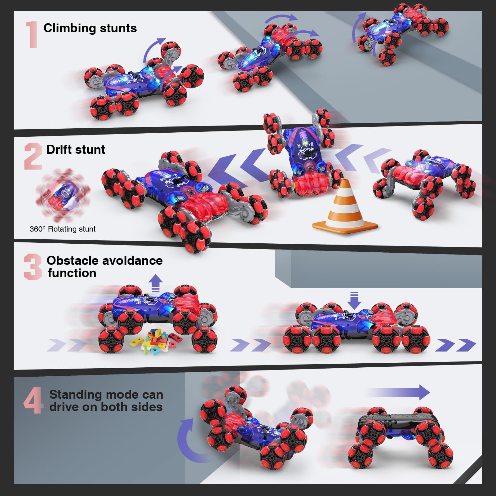 Paaxido stunt and drift performance supports exciting tricks and spins.