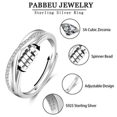 Close-up of PABBEU sterling silver ring with cubic zirconia sparkle