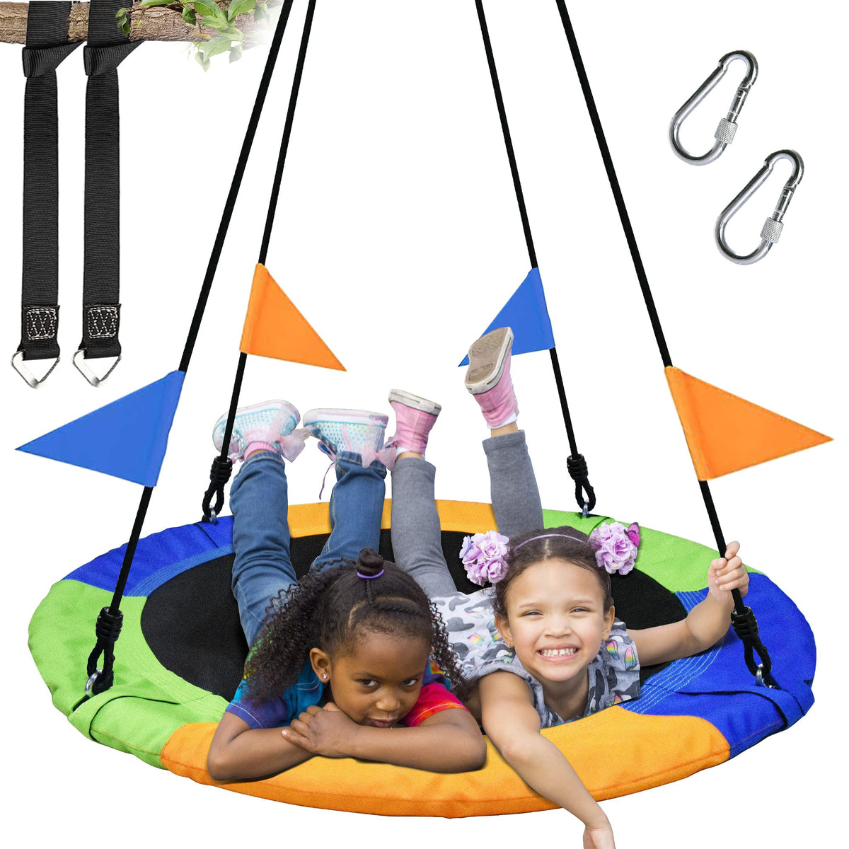PACEARTH 40 inch saucer swing assembly shows sturdy setup for safe outdoor fun