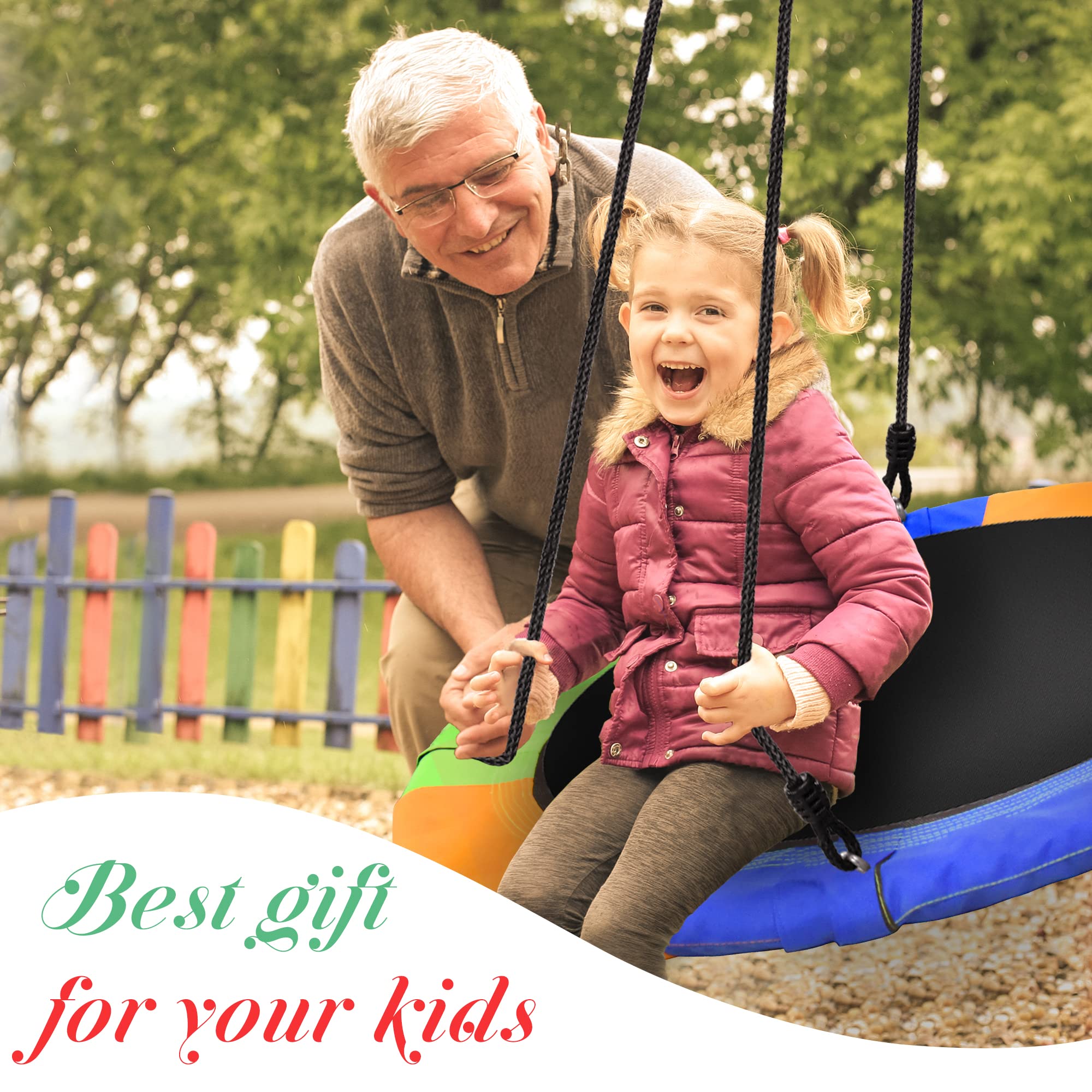 PACEARTH backyard swing in a sunny outdoor setting for family play