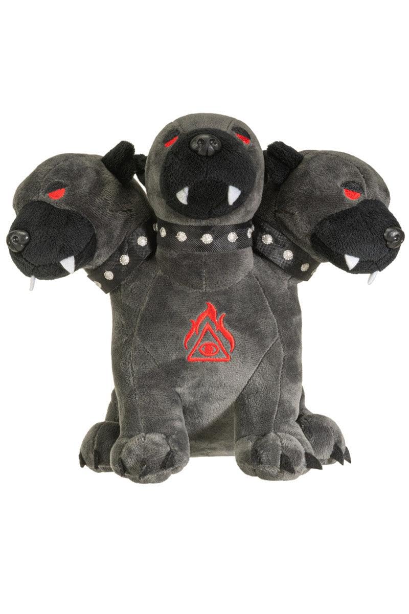 Pacific Giftware Cerberus plush with three heads, soft desk companion for mythology fans.