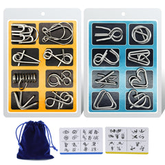 Padike 16-piece metal wire puzzle collection for brain-teasing challenges.