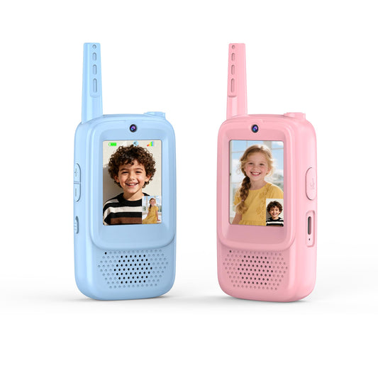 PADJYYUSZ kids video walkie talkie front view with easy controls for beginners