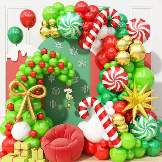 Paeyeq Christmas balloon arch kit creates a dramatic festive backdrop for celebrations