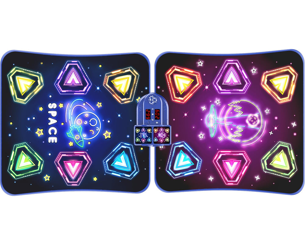Pafolo 2-Player LED Dance Mat front view with dual zones for shared play