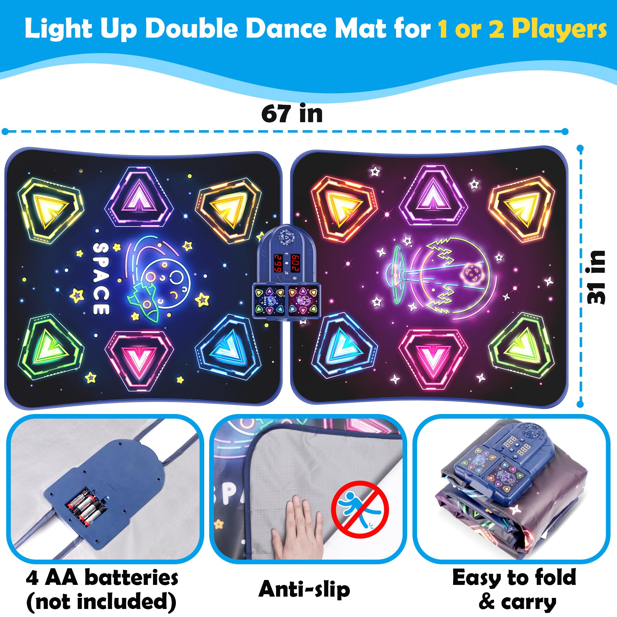 Pafolo LED dance mat with glowing arrow lights to guide moves