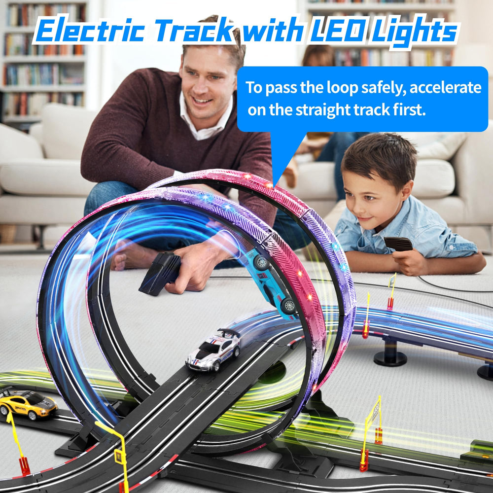 Pafolo loop with LED lights for dramatic night racing effects.