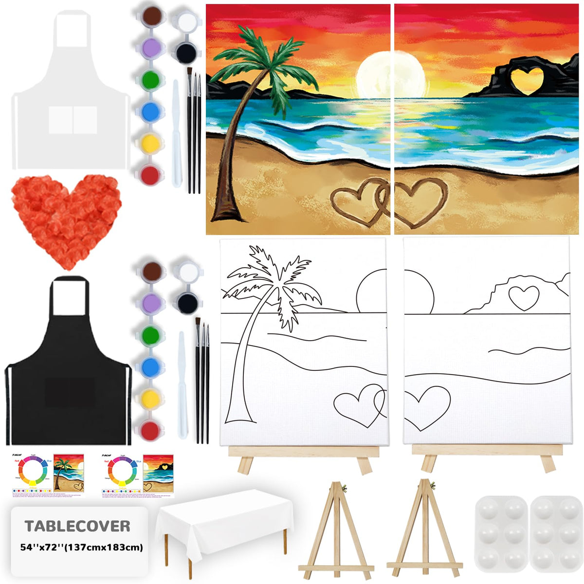PAILIM 8x10 couples painting kit contents for a relaxing at-home session.
