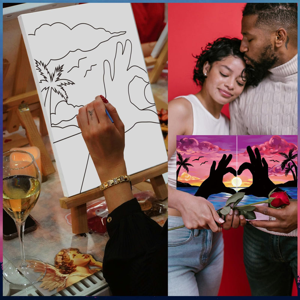 PAILIM sturdy easels and brushes kit for at‑home painting with two participants