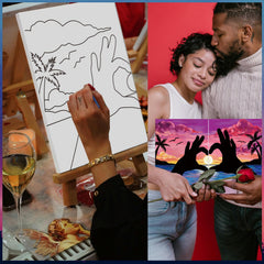 PAILIM sturdy easels and brushes kit for at‑home painting with two participants