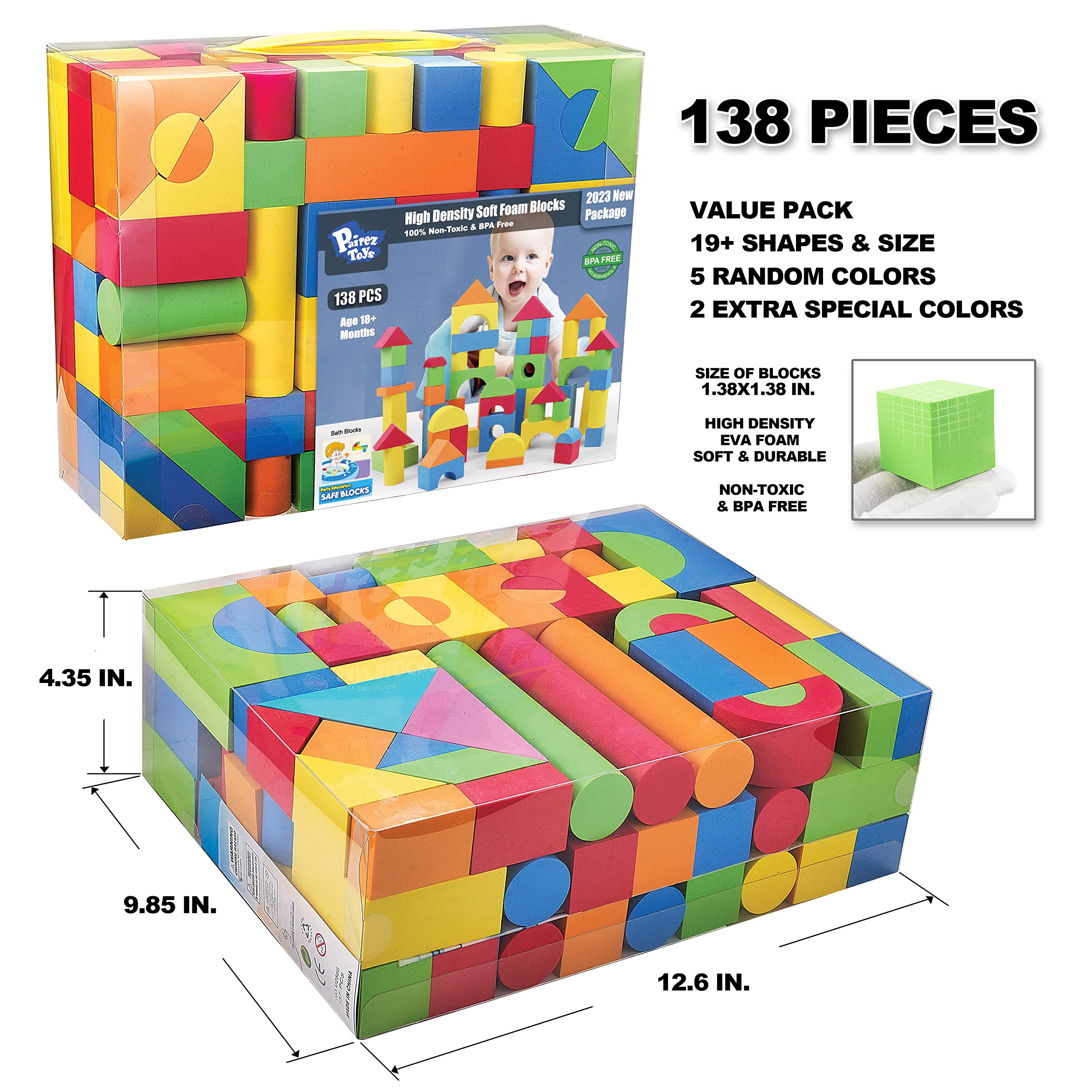 Pairez Toys foam blocks for colorful stacking, boosting fine motor skills through play.