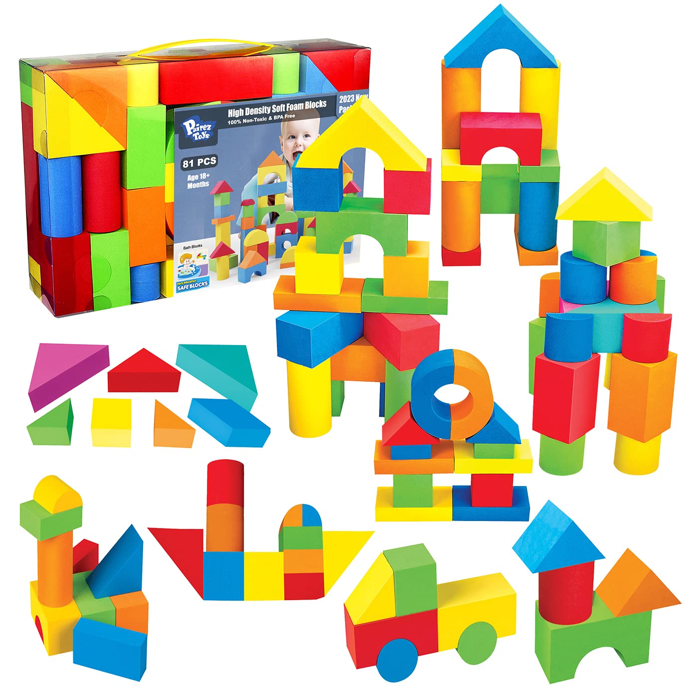 Pairez Toys foam building blocks 81 pieces for creative play and learning