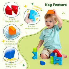 Pairez Toys magnetic blocks in bright colors support color recognition and creativity.